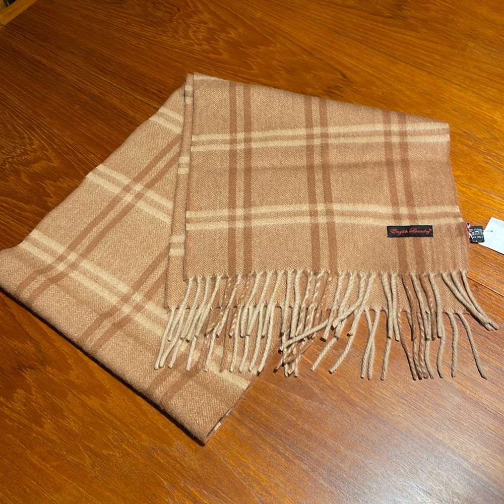 English Laundry cashmere lambswool brown scarf